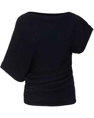 Soeur Dalina Draped Cotton Blend Top - ブラック