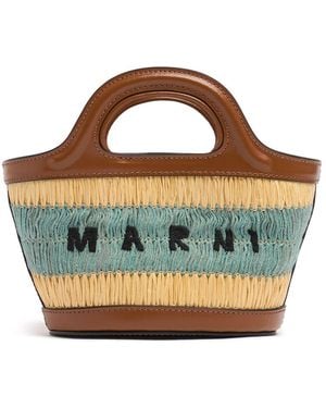 Marni Damen Tasche Mit Raffiaeffekt „Micro Tropicalia“ - Blau