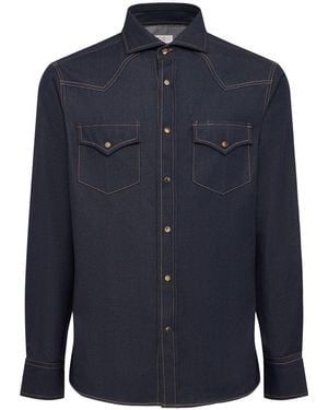Brunello Cucinelli Western Cotton Denim Shirt - Blue