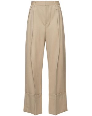 Victoria Beckham Hose Mit Weitem Bein Zum Umschlagen - Natur