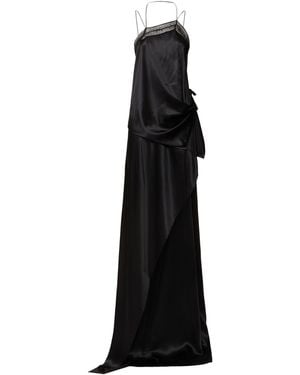 Ann Demeulemeester Lief Asymmetric Satin Long Dress - Black