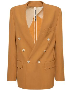 Petar Petrov Grain De Poudre Double Breast Jacket - Brown