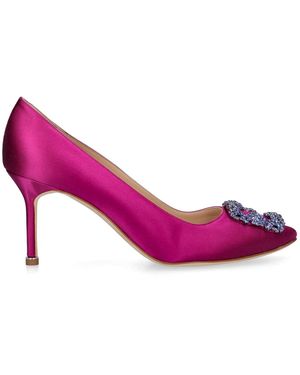 Manolo Blahnik Hangisi サテンパンプス 70mm - ピンク
