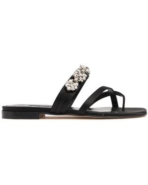Manolo Blahnik 10mm Hohe Satinsandalen "perlusa" - Schwarz