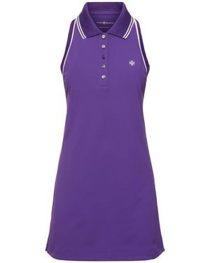 Tory Sport Sleeveless Piquet Polo Mini Dress - Purple