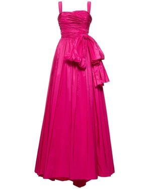 Zuhair Murad Draped Taffeta Square Neck Long Dress - Pink