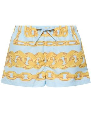 Versace Printed Nylon Swim Shorts Pastel/Gol - White