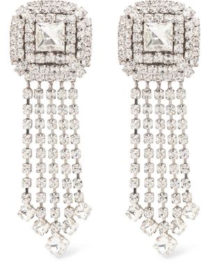 Alessandra Rich Square Crystal Earrings W/ Fringes - Multicolor