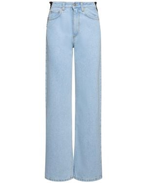 Mugler Damen Gerade Jeans Mit Schnürdetail - Blau