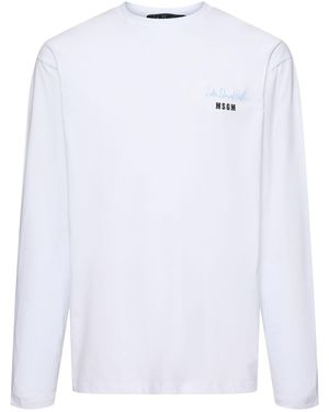 MSGM Herren Cotton T-Shirt - Weiß