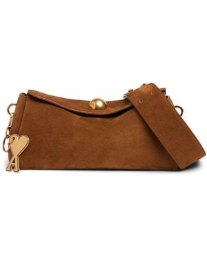 Ami Paris Damen Carrousel Suede Shoulder Bag - Braun