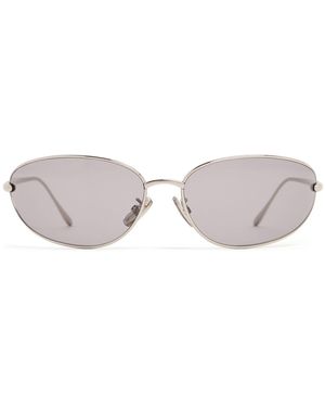Loewe Signature Oval Metal Sunglasses - Metallic