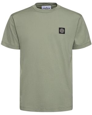 Stone Island Logo Cotton T-Shirt - Green