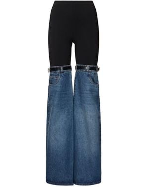 Coperni Hybrid Denim & Jersey Flared Trousers - Blue