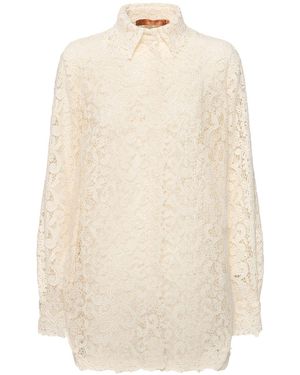 Ermanno Scervino コットンブレンドレース長袖シャツ - ナチュラル