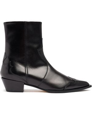 Aeyde 40mm Hohe Stiefeletten Aus Leder "hester" - Schwarz