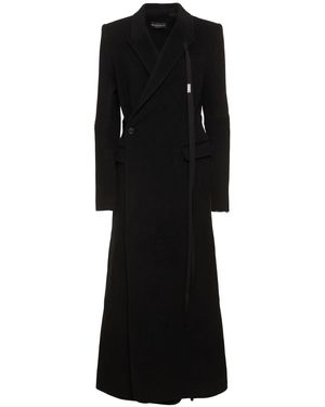 Ann Demeulemeester Eleni ウールフェルトロングコート - ブラック