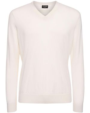 ZEGNA カシミア&シルクセーター - ホワイト