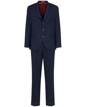 Brunello Cucinelli Single Breast Wool Suit - Blue