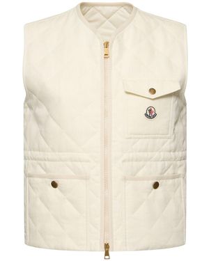 Moncler Vigny ダイヤモンドキルティングリネンベスト - ナチュラル