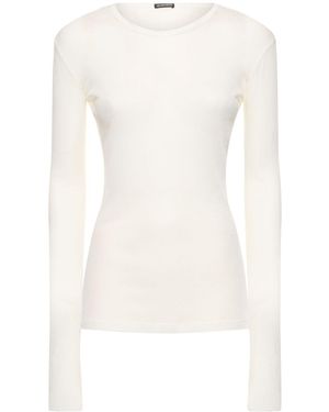 Ann Demeulemeester Oberteil Aus Baumwollstrickripp "fiene" - Weiß