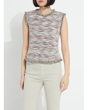Lyssé Cleo Sleeveless Tweed Shell - White
