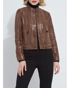 Lyssé Porter Foil Vegan Suede Moto - Brown