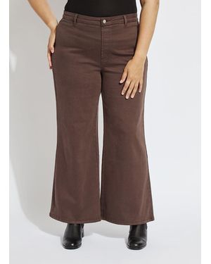 Lyssé Iris Wide Leg Everyday Denim Curvy (30.5" Inseam) - Brown
