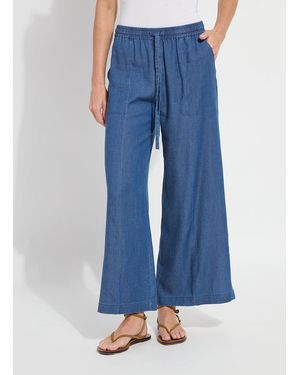 Lyssé Lilia Drawstring Ankle Wide Leg Pant (28" Inseam) - Blue