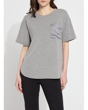 Lyssé Jazmin Mix-Media Top - Gray