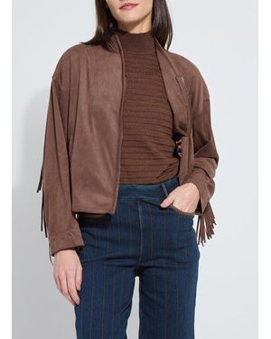 Lyssé Candence Fringe Vegan Suede Jacket - Brown