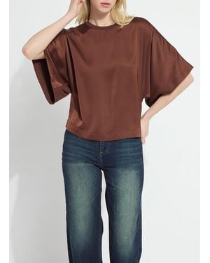 Lyssé Ginger Mix-Media Dolman Tee - Blue