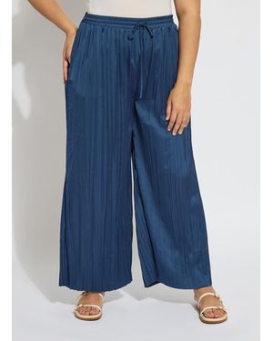 Lyssé The Packable Pleated Palazzo Pant Curvy - Blue