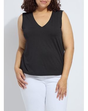 Lyssé Essential V-Neck Shell Curvy - Blue