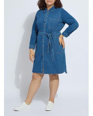 Lyssé Knit Denim Schiffer Dress Curvy - Blue