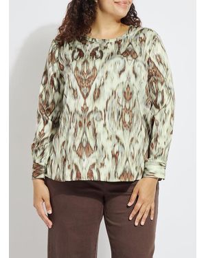 Lyssé Tanni Crew Neck Blouse Curvy - Brown