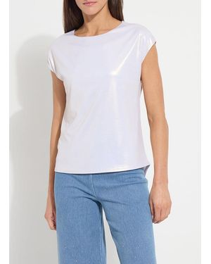 Lyssé Lyssentials Metallic Jersey Top - Blue