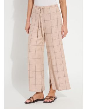 Lyssé Nixie Drawstring Linen Wide Leg Pant (27" Inseam) - Pink