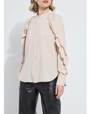 Lyssé Isadora Raglan Ruffle Sleeve Blouse - Natural