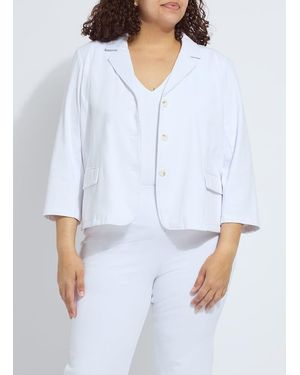 Lyssé Della Denim Cropped Blazer Curvy - White