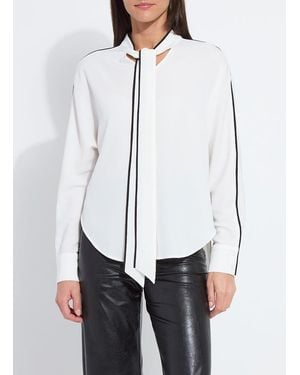 Lyssé Daphne Dolman Sleeve Bow Blouse Curvy - White