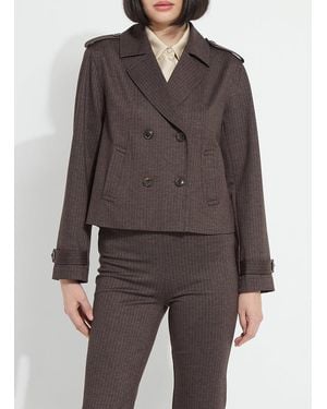 Lyssé Thora Ponte Double-Breasted Crop Trench - Gray