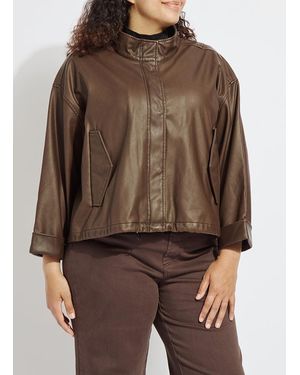 Lyssé Mina Oversized Washed Vegan Leather Coat Curvy - Brown