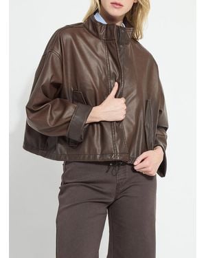 Lyssé Mina Oversized Washed Vegan Leather Coat - Brown