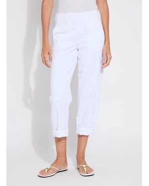 Lyssé Winslet Cuffed Barrel Crop Denim (27" Inseam) - White