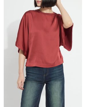 Lyssé Ginger Mix-Media Dolman Tee - Red