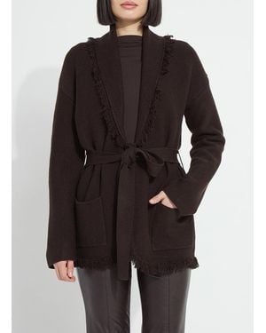 Lyssé Dixie Fringe Belted Cardigan - Black