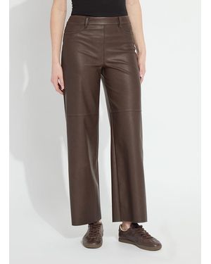 Lyssé Cortina Hi Waist Wide Leg Vegan Leather (30" Inseam) - Brown