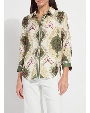 Lyssé Ishani Roll Tab Printed Shirt - Natural