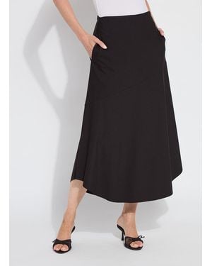 Lyssé Drapey Ponte A-Line Midi Skirt - Black
